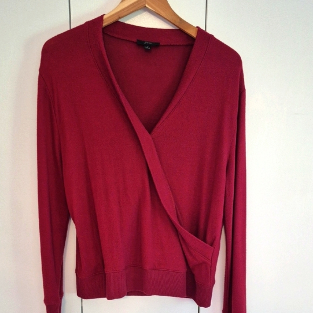 J. Crew Burgundy/Deep Red Wrap V-Neck Sweater